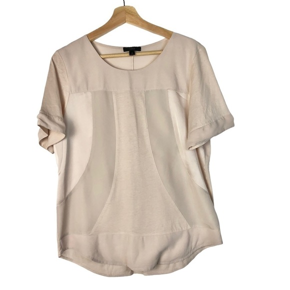 J. Crew Blush Pink Seamed Panel Short Sleeve Top M - Picture 1 of 4